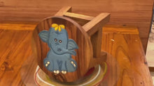 Load and play video in Gallery viewer, Children&#39;s Wooden Stool Blue Baby ELEPHANT Themed Chair Toddlers Step sitting Stool
