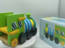 Load and play video in Gallery viewer, Wooden Train Toy with Puzzle Shapes for building and imaginative play
