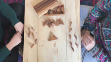 Load and play video in Gallery viewer, Wooden Domino Game Set Triangle shaped Handmade Dominoes in Gift box
