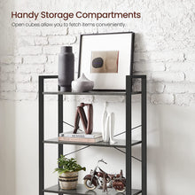 Load image into Gallery viewer, VASAGLE 4-Tier Bookshelf Storage Rack with Steel Frame for Living Room Office Study Hallway Industrial Style Charcoal Grey and Black
