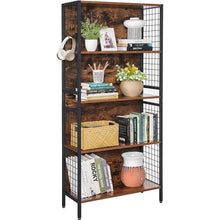 Load image into Gallery viewer, VASAGLE 4 Tiers Bookcase Office Storage Shelf Rustic Brown and Black
