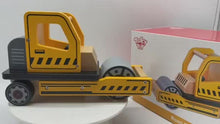Load and play video in Gallery viewer, Toy Road Roller Wooden Construction Roller Movable Parts-Large 28 cm -gift ready
