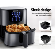 Load image into Gallery viewer, Devanti Air Fryer 7L LCD Fryers Oven Airfryer Kitchen Healthy Cooker Stainless Steel
