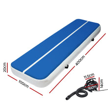 Load image into Gallery viewer, Everfit 4X1M Inflatable Air Track Mat 20CM Thick with Pump Tumbling Gymnastics Blue
