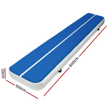 Load image into Gallery viewer, 6m x 1m Inflatable Air Track Mat 20cm Thick Gymnastic Tumbling Blue And White-Includes pump
