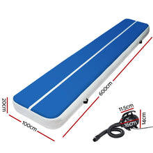 Load image into Gallery viewer, Everfit 6X1M Inflatable Air Track Mat 20CM Thick with Pump Tumbling Gymnastics Blue
