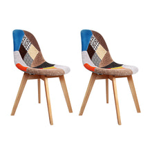 Load image into Gallery viewer, Artiss Set of 2 Retro Beech Fabric Dining Chair - Multi Colour
