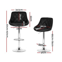 Load image into Gallery viewer, Artiss Set of 4 Bar Stools PU Leather Diamond Style - Black
