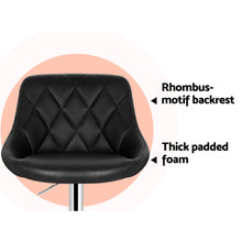 Load image into Gallery viewer, Artiss Set of 4 Bar Stools PU Leather Diamond Style - Black
