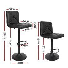 Load image into Gallery viewer, Artiss Set of 2 PU Leather Gas Lift Bar Stools - Black
