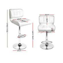 Load image into Gallery viewer, Artiss Set of 2 PU Leather Gas Lift Bar Stools - White and Chrome
