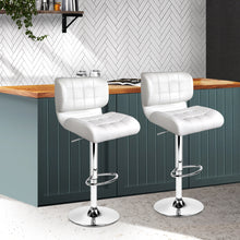 Load image into Gallery viewer, Artiss Set of 2 PU Leather Gas Lift Bar Stools - White and Chrome
