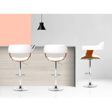 Load image into Gallery viewer, Artiss Set of 2 Wooden PU Leather Bar Stool - White and Chrome
