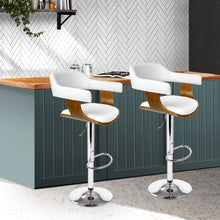 Load image into Gallery viewer, Artiss Set of 2 Wooden PU Leather Bar Stool - White and Chrome
