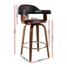 Load image into Gallery viewer, Artiss Set of 2 Bar Stools PU Leather Wooden Swivel - Wood, Chrome and Black
