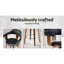 Load image into Gallery viewer, Artiss Set of 2 Bar Stools PU Leather Wooden Swivel - Wood, Chrome and Black
