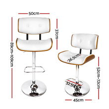 Load image into Gallery viewer, Artiss Set of 2 Wooden Gas Lift Bar Stool - White and Chrome
