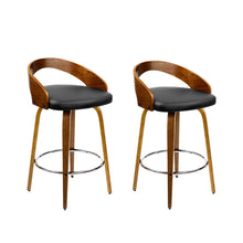 Load image into Gallery viewer, Artiss Set of 2 Walnut Wood Bar Stools - Black and Brown
