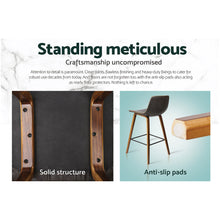 Load image into Gallery viewer, Artiss Set of 2 PU Leather Bar Stools Square Footrest - Wood and Brown
