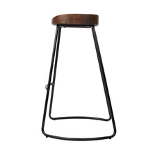 Load image into Gallery viewer, Artiss Set of 2 Elm Wood Backless Bar Stools 65cm - Black and Dark Natural
