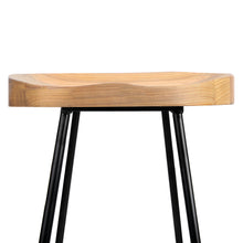 Load image into Gallery viewer, Artiss Set of 2 Elm Wood Backless Bar Stools 75cm - Black and Light Natural
