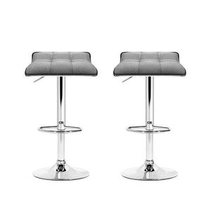 Artiss Set of 2 Fabric Bar Stools Swivel Bar Stools- Grey Chrome