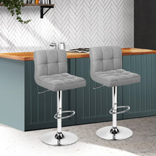 Load image into Gallery viewer, Artiss Set of 2 Fabric Swivel Bar Stools - Grey
