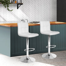 Load image into Gallery viewer, Artiss Set of 2 PU Leather Gas Lift Bar Stools - White
