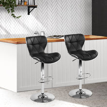 Load image into Gallery viewer, Artiss Set of 2 PU Leather Patterned Bar Stools - Black and Chrome
