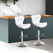 Load image into Gallery viewer, Artiss Set of 2 PU Leather Patterned Bar Stools - White and Chrome
