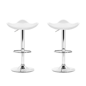 Artiss Set of 2 Gas Lift Bar Stools PU Leather - White and Chrome