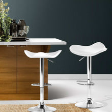 Load image into Gallery viewer, Artiss Set of 2 Gas Lift Bar Stools PU Leather - White and Chrome
