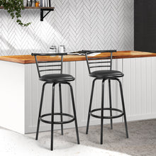 Load image into Gallery viewer, Artiss Set of 2 PU Leather Bar Stools - Black and Steel
