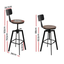 Load image into Gallery viewer, Artiss Rustic Industrial Style Metal Bar Stool - Black and Wood
