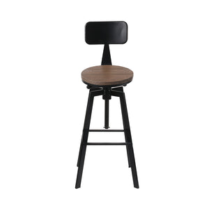 Artiss Rustic Industrial Style Metal Bar Stool - Black and Wood