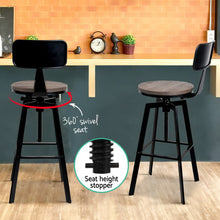 Load image into Gallery viewer, Artiss Rustic Industrial Style Metal Bar Stool - Black and Wood
