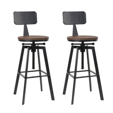 Load image into Gallery viewer, Artiss Set of 2 Rustic Industrial Style Metal Bar Stool - Black and Wood
