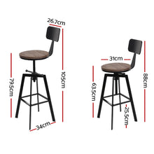 Load image into Gallery viewer, Artiss Set of 2 Rustic Industrial Style Metal Bar Stool - Black and Wood
