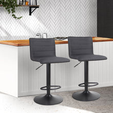 Load image into Gallery viewer, Artiss Set of 2 Faux Linen Bar Stools - Black
