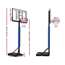 Load image into Gallery viewer, Everfit 3.05M Basketball Hoop Stand System Ring Portable Net Height Adjustable Blue
