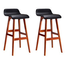 Load image into Gallery viewer, Artiss Set of 2 PU Leather Wood Wave Style Bar Stool - Black
