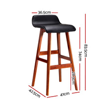 Load image into Gallery viewer, Artiss Set of 2 PU Leather Wood Wave Style Bar Stool - Black

