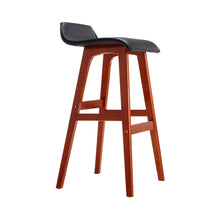 Load image into Gallery viewer, Artiss Set of 2 PU Leather Wood Wave Style Bar Stool - Black
