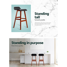 Load image into Gallery viewer, Artiss Set of 2 PU Leather Wood Wave Style Bar Stool - Black
