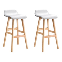 Load image into Gallery viewer, Artiss Set of 2 PU Leather Wood Wave Style Bar Stool - White
