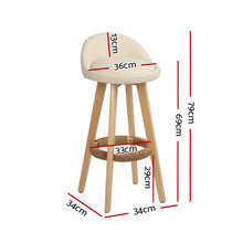 Load image into Gallery viewer, Artiss Set of 2 PU Leather Backrest Bar Stools - Beige
