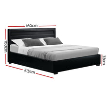 Load image into Gallery viewer, Artiss Cole LED Bed Frame PU Leather Gas Lift Storage - Black Queen
