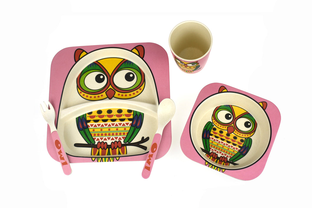 Bamboo Kids Owl themed dinnerware 5pcs-Owl