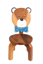 Load image into Gallery viewer, Children&#39;s Bear Wooden Chair Toddlers sitting chair with a solid backrest
