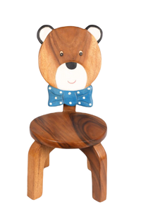 Children's Bear Wooden Chair Toddlers sitting chair with a solid backrest